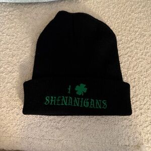 Black Beanie with Green Shamrock